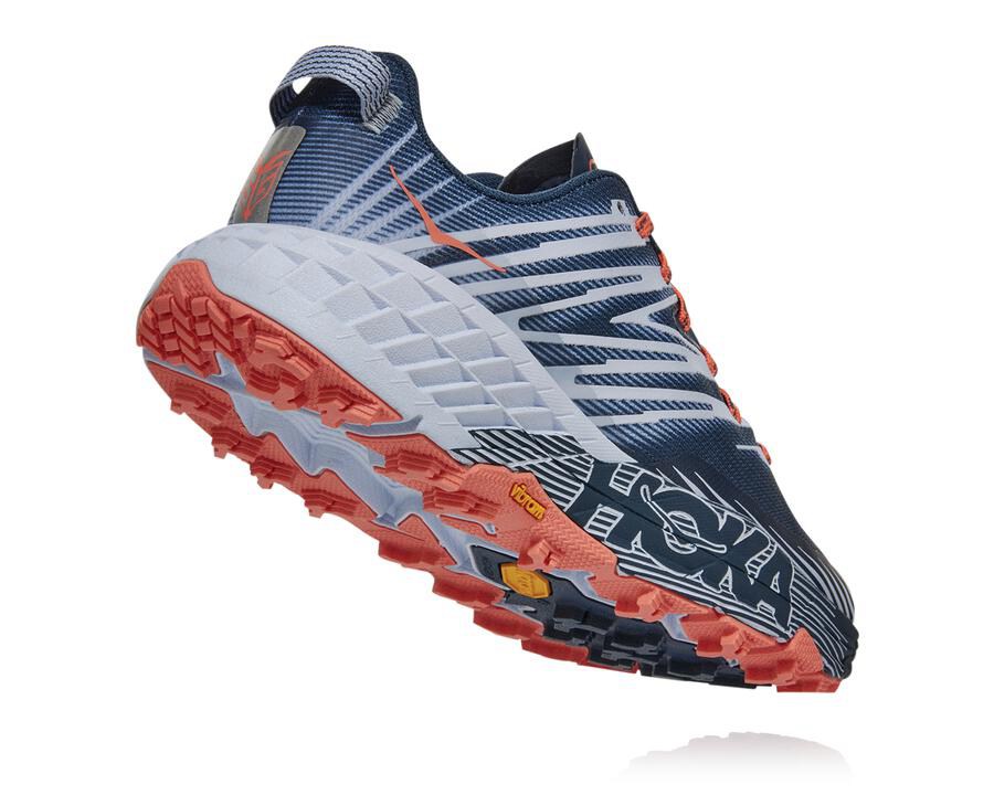 Hoka One One Trail Schoenen Dames - Speedgoat 4 - Donkerblauw/Wit - YI5810436